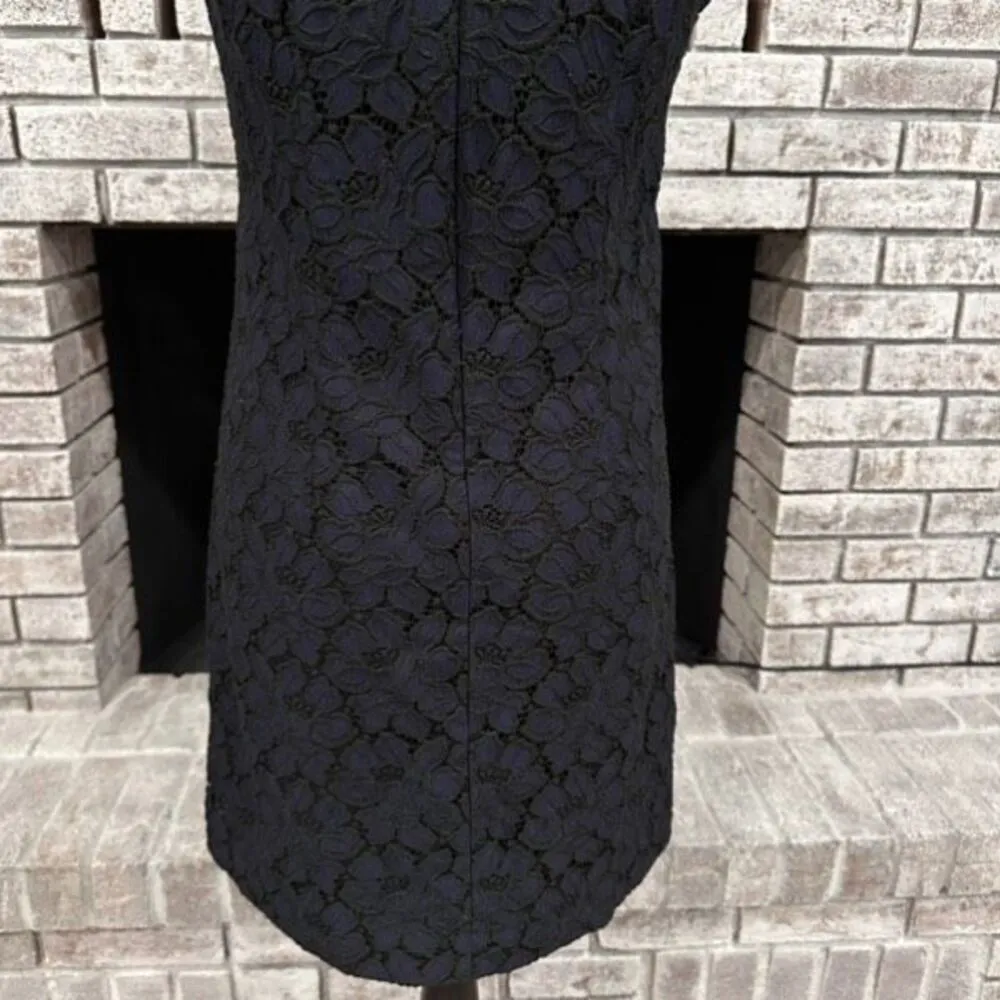J. Crew‎ Navy & Black Lace V Neck Sheath Dress Size 4 Career Event Dress Up - Image 14