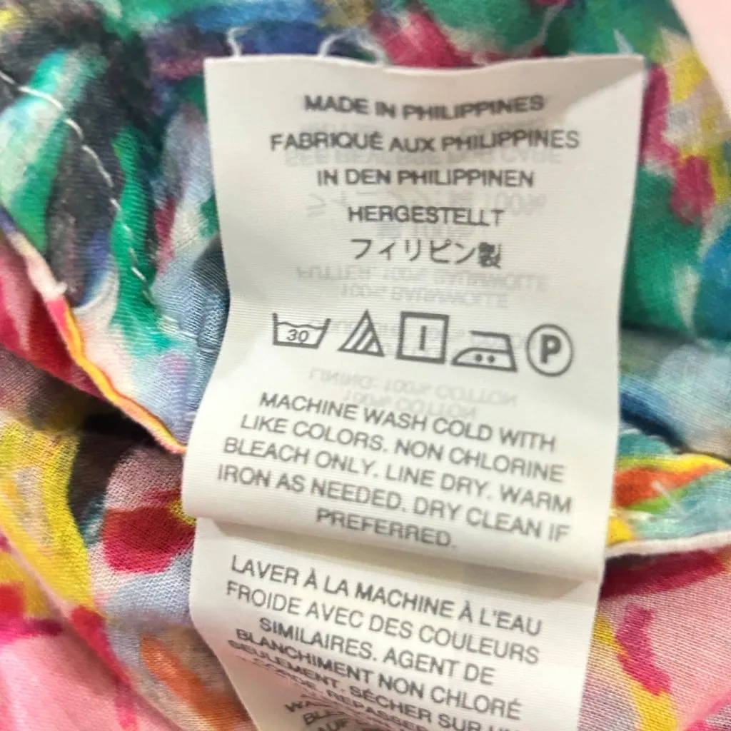 J.Crew Blouse Womens‎ 12 Tropical Pineapple Print Ruffled Sleeveless Cotton Pink - Image 10