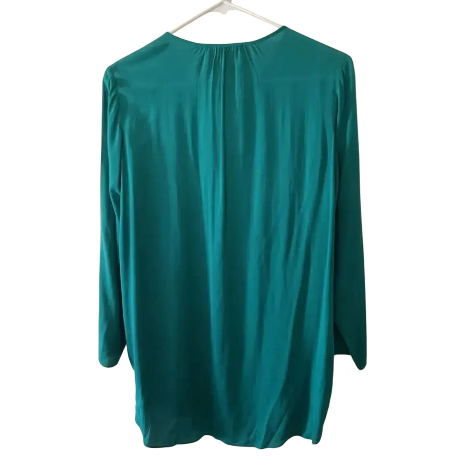 Michael Michael Kors Teal Peasant Blouse XS NWT Boho Top Gold Stud Detail Retro - Image 2