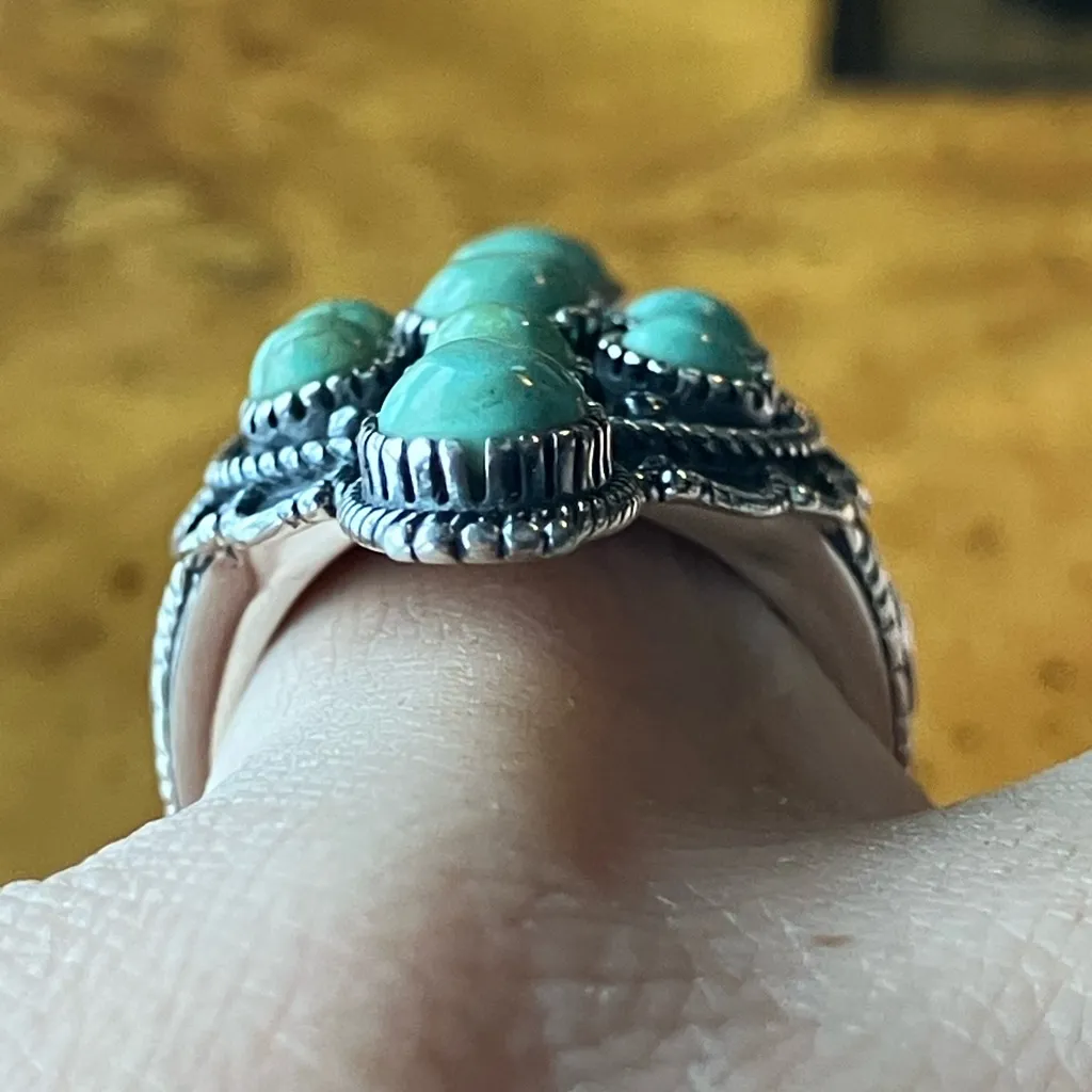 Nevada Turquoise Sterling Silver Statement Ring Size 6 Blue - Image 2