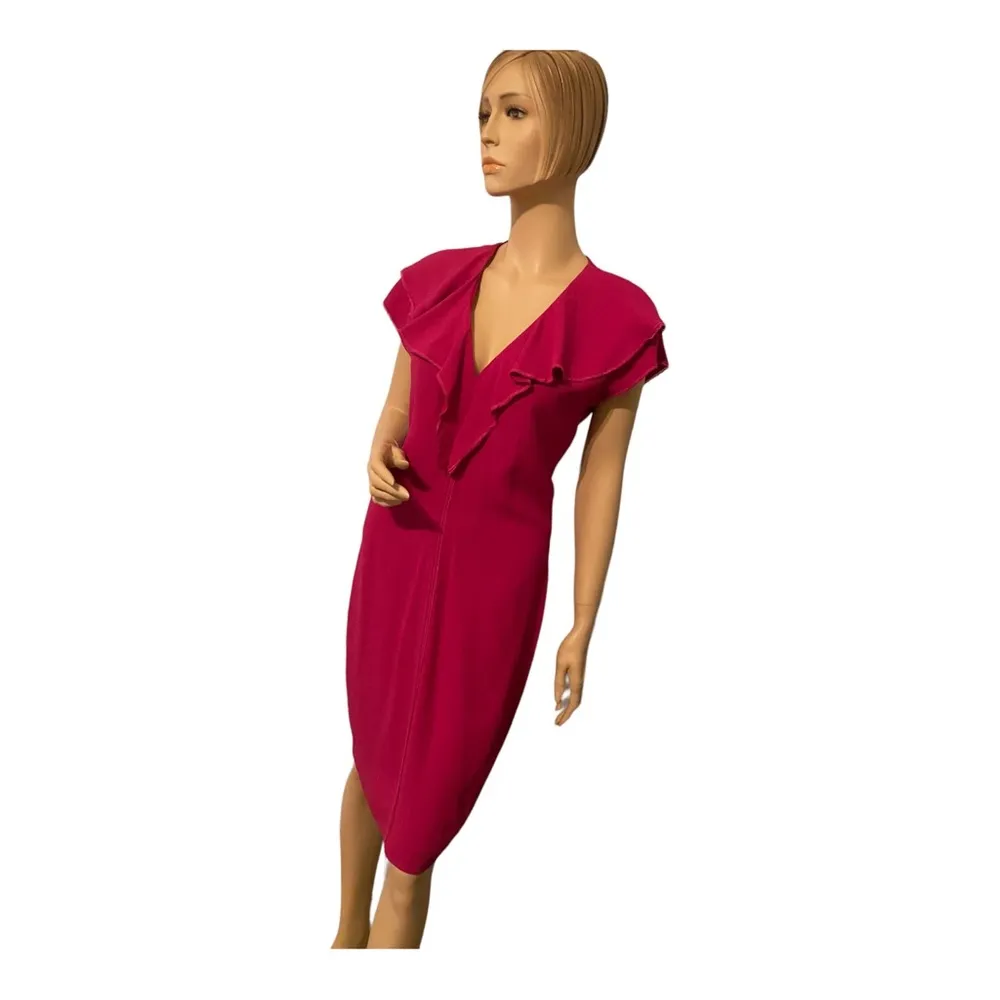 Roberto Cavalli Pink Ruffle Front Knee Length Dress‎ Sz42 - Us 6 - Image 3