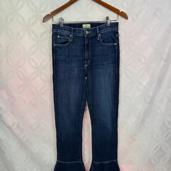 MOTHER‎ The Cha Cha Raw Cut Flared Ankle Jeans Size 26 in Girl Crush Blue - Image 10