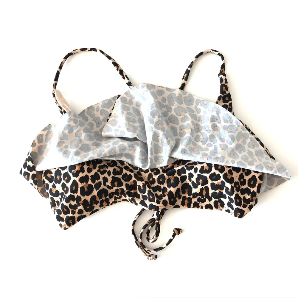 Xhilaration Leopard Print Ruffle Flounce Bralette Bikini Top S - Image 2