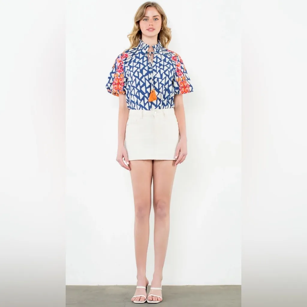 THML Everely Embroidered Puff Sleeve Top Size Large - Image 4