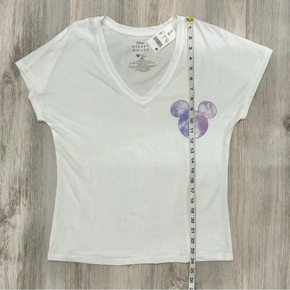 NWT Disney Mickey Mouse Short Sleeve T-Shirt White Purple Watercolor Size XS - Image 3