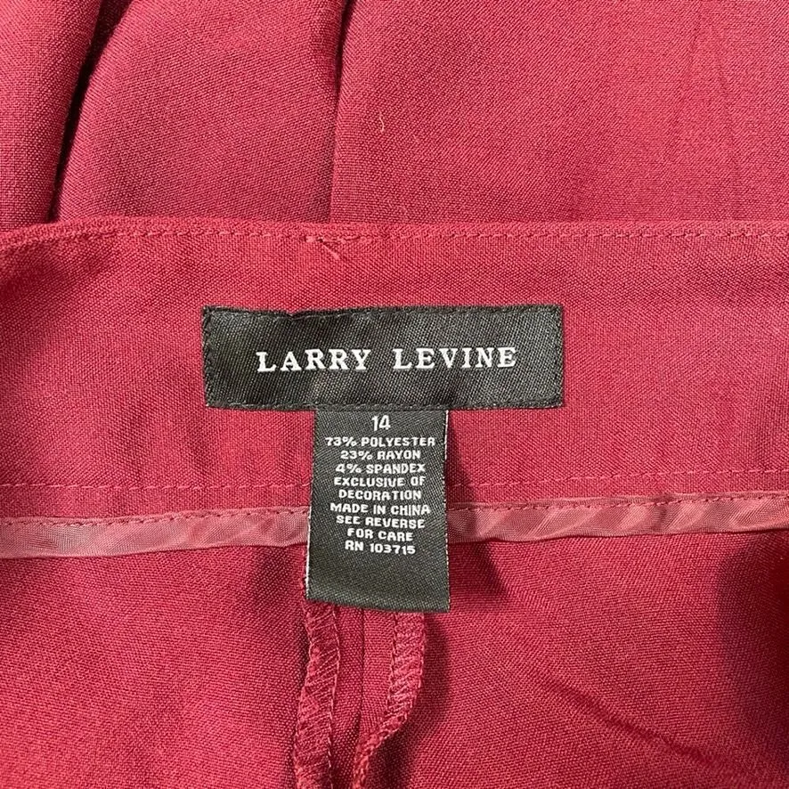 Larry Levine Wide Leg Career Wear Pants Womens 14 Red Polyester Rayon Satin Trim - Image 6
