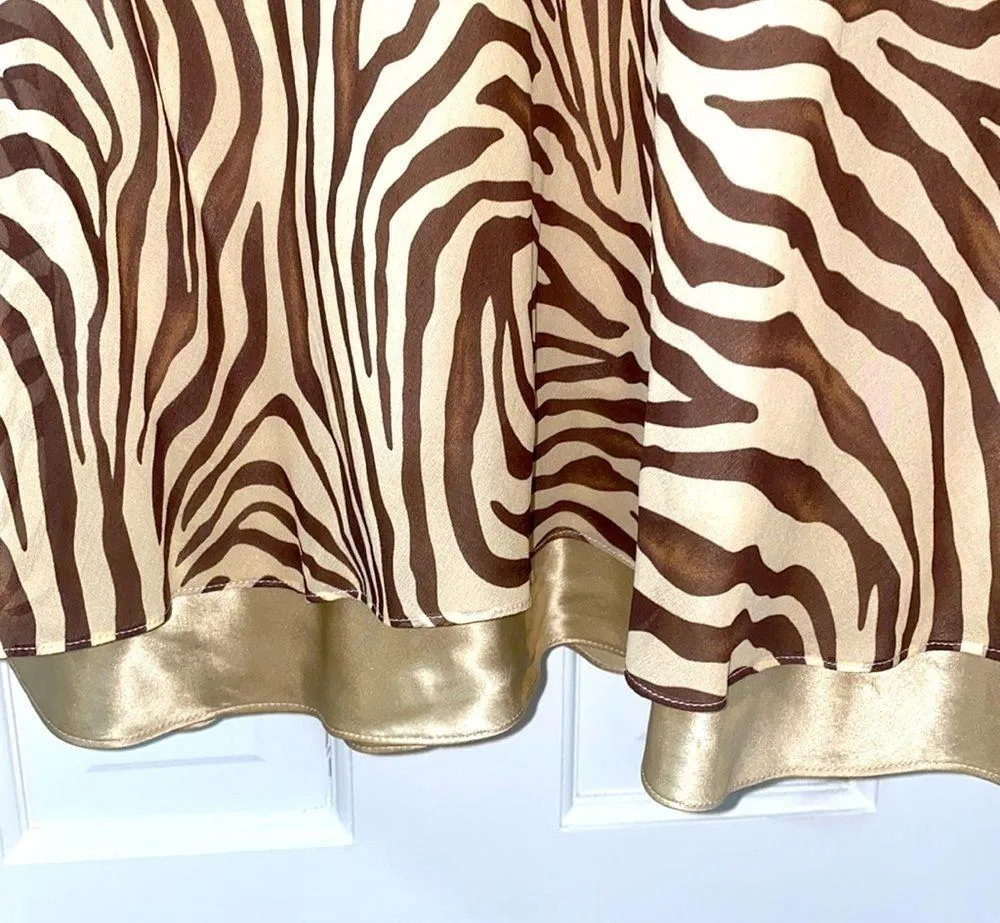 Context 💯 silk brown and creme skirt with satin ruffle at bottom. Size 8 NW0T. - Image 4