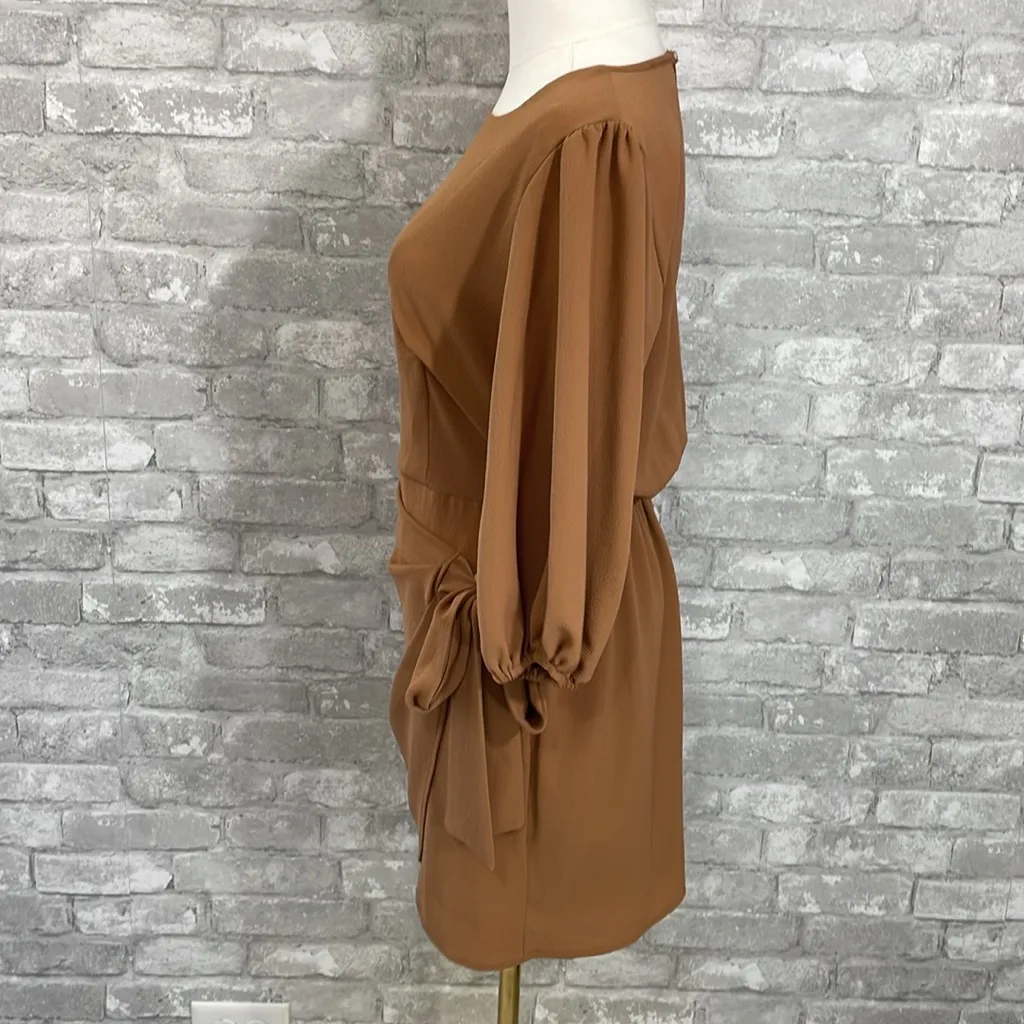 Vici Tan Long Sleeve Wrap Dress - Image 2