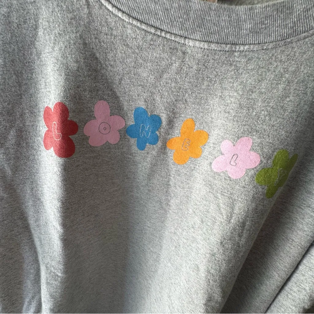 LONELY GHOST Gray and Red Crew Neck Sweater Sweatshirt - Image 2