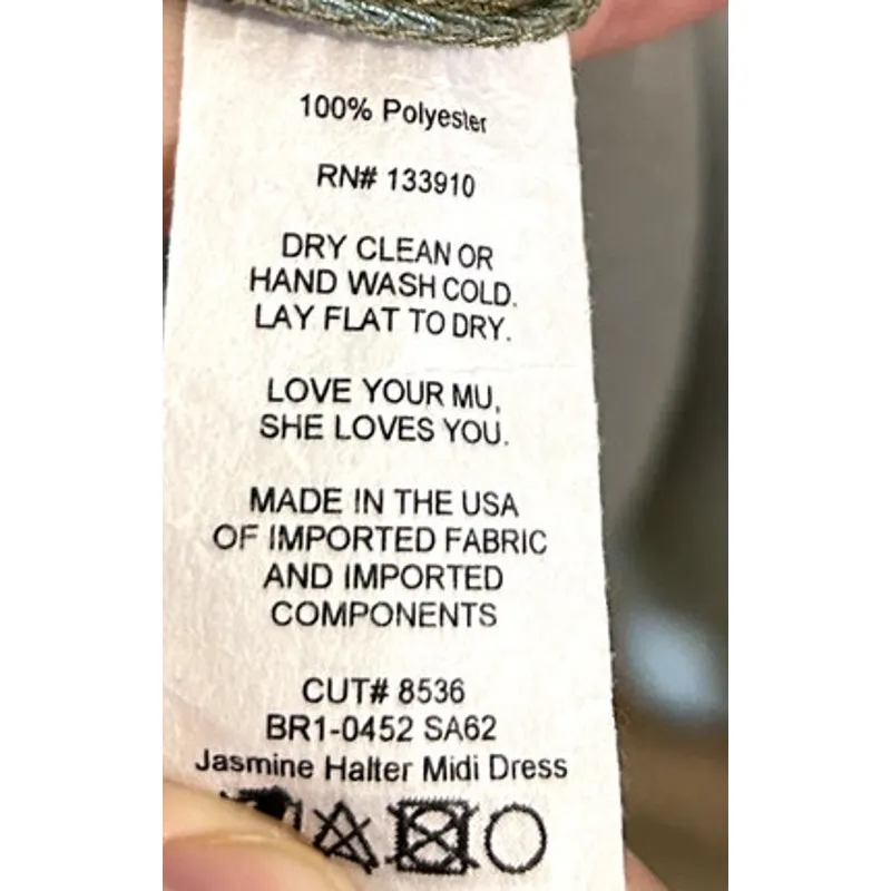 Show Me Your Mumu Jasmine Halter MIDI Dress Moss Green Luxe Satin L - Image 6