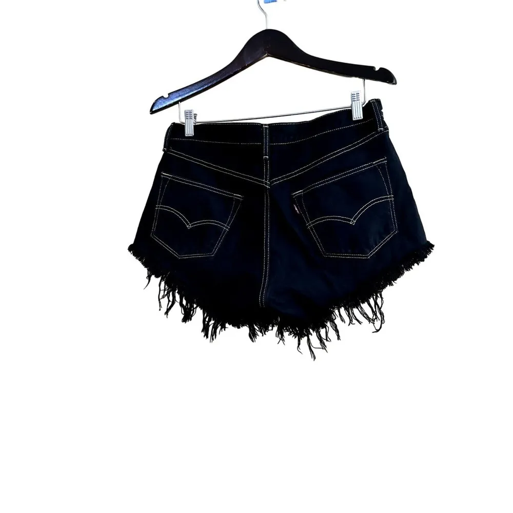 After Party by Nasty Gal  size 30 black denim goth shorts button fly cut-offs - Image 3