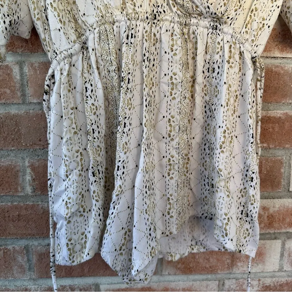 Faithfull The Brand Playsuit Romper Keyhole Open Back White Gold Print Women’s 2 - Image 6