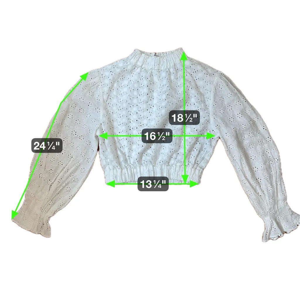 AllSaints Luna Broderie Eyelet Embroidered Linen Cotton Top White Size 6 - Image 14