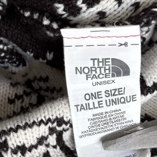 The North Face Women's Winter Beanie Hat Black & White Knit Warm Outdoor Cap - Image 3