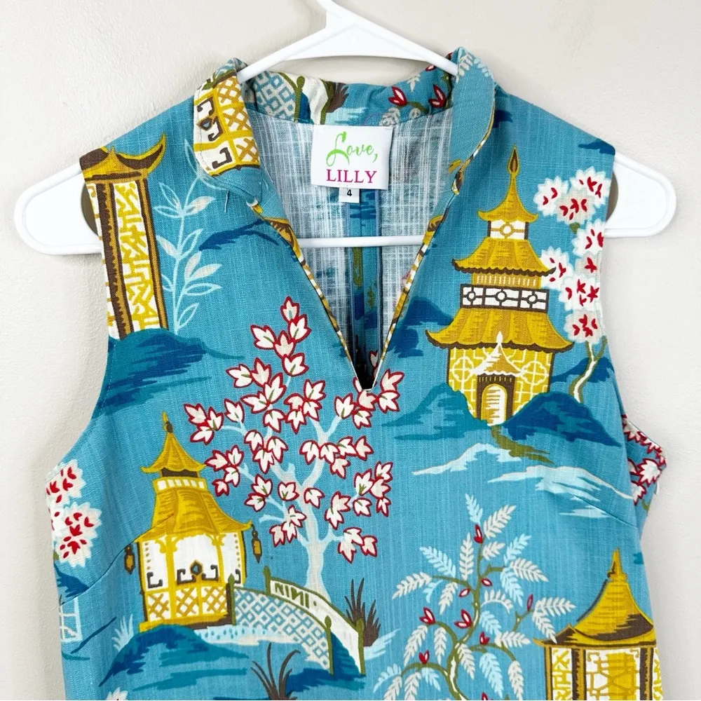 Love, Lilly Dress Womens 4 Asian Art Print Sleeveless V - Image 2