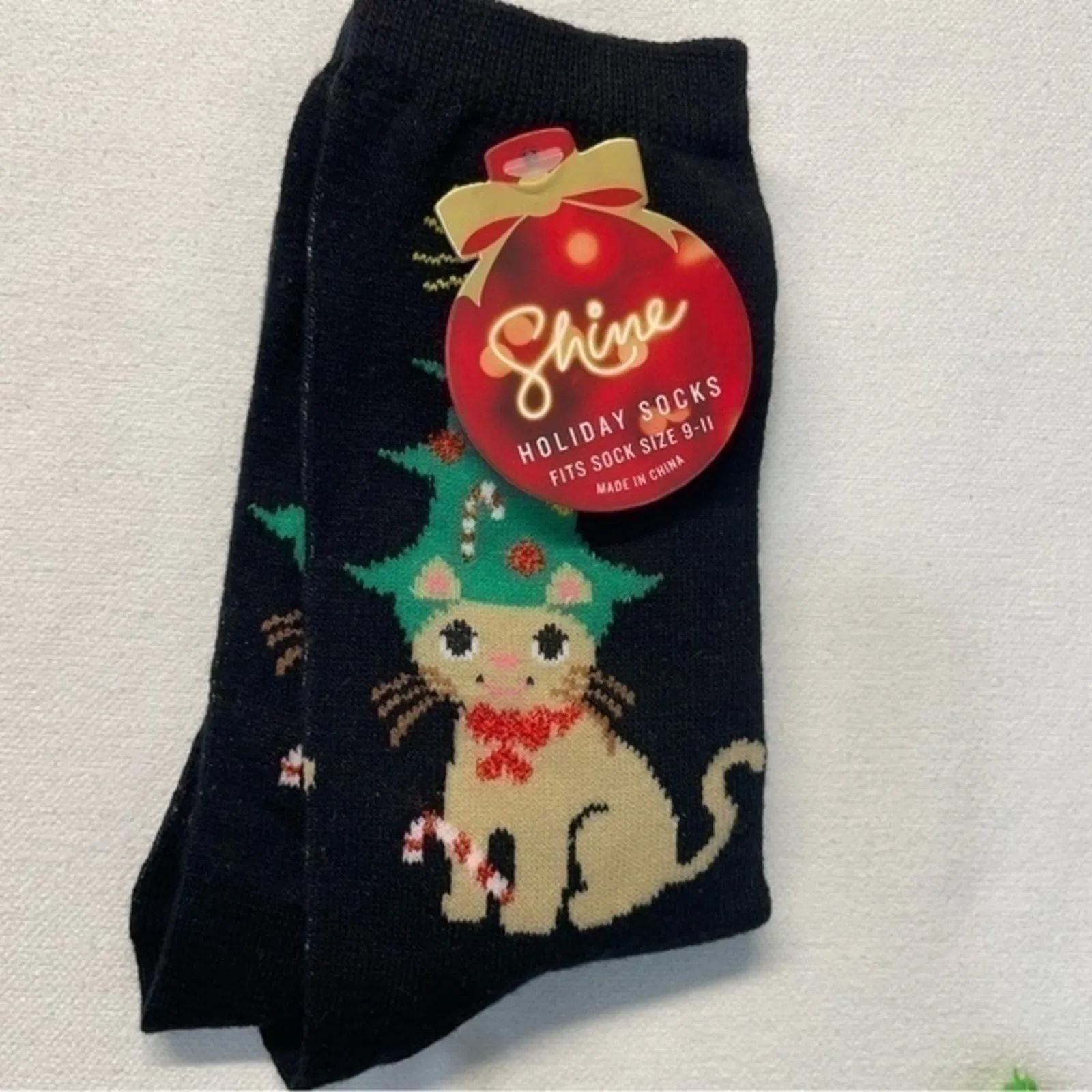 Fuzzy Holiday Socks Bundle of 4 Pairs | Cat & Striped Cozy Set NWT - Image 3