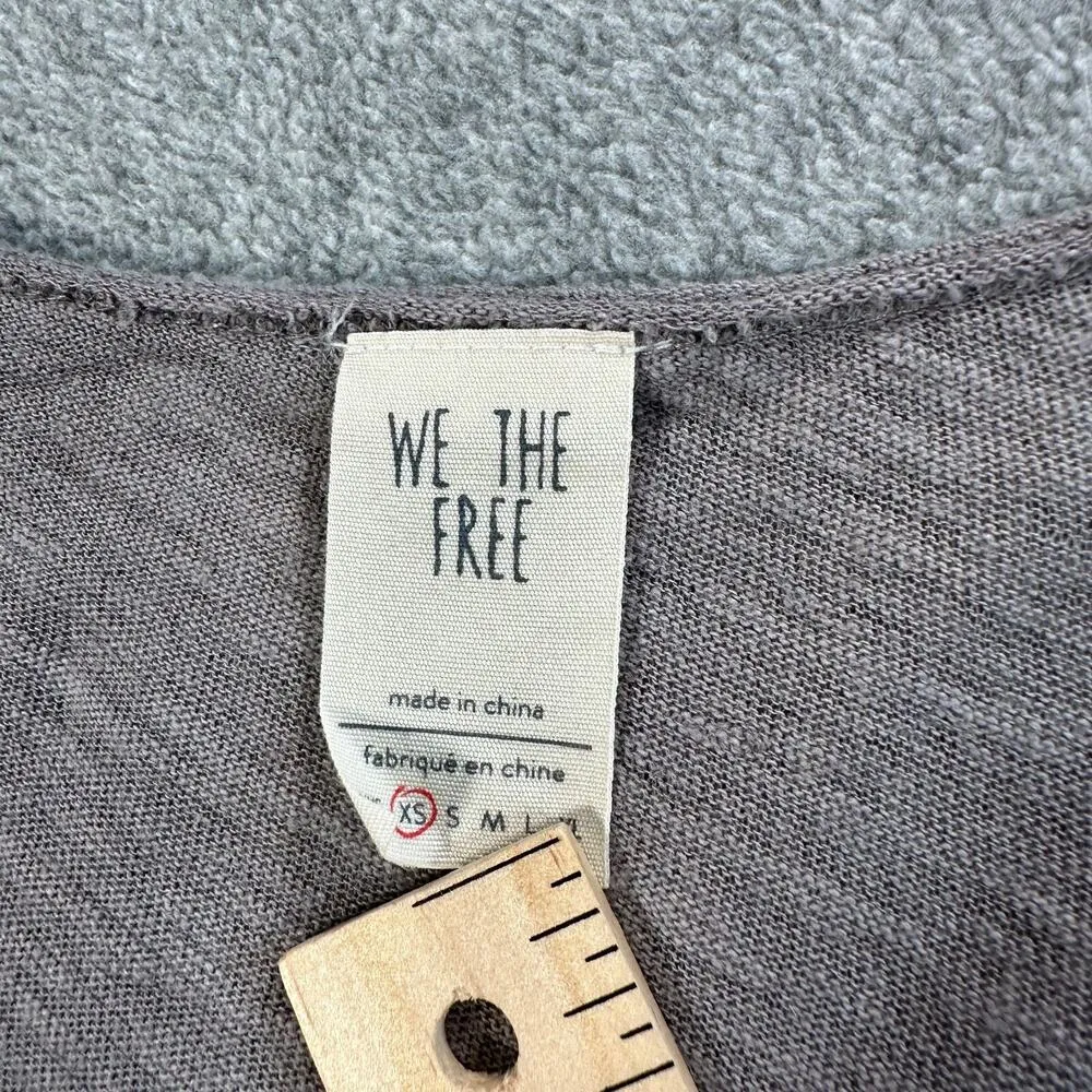 Free People We The Free Oversized Ombre Tee Shirt XSmall Gray Ribbed Linen Blend - Image 2