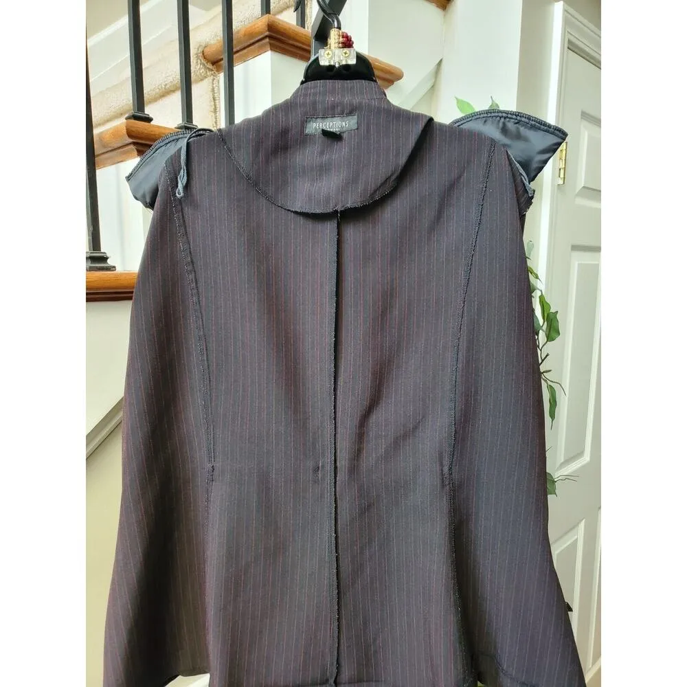 Perceptions Women Black Polyester Open Front Blazer & Pant 2 Pc's Suit Size 24W - Image 6