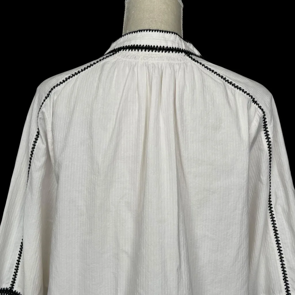 J. Jill Pure Jill Embroidered Peasant White Top Women’s Size M 3/4 Sleeves Size M - Image 6