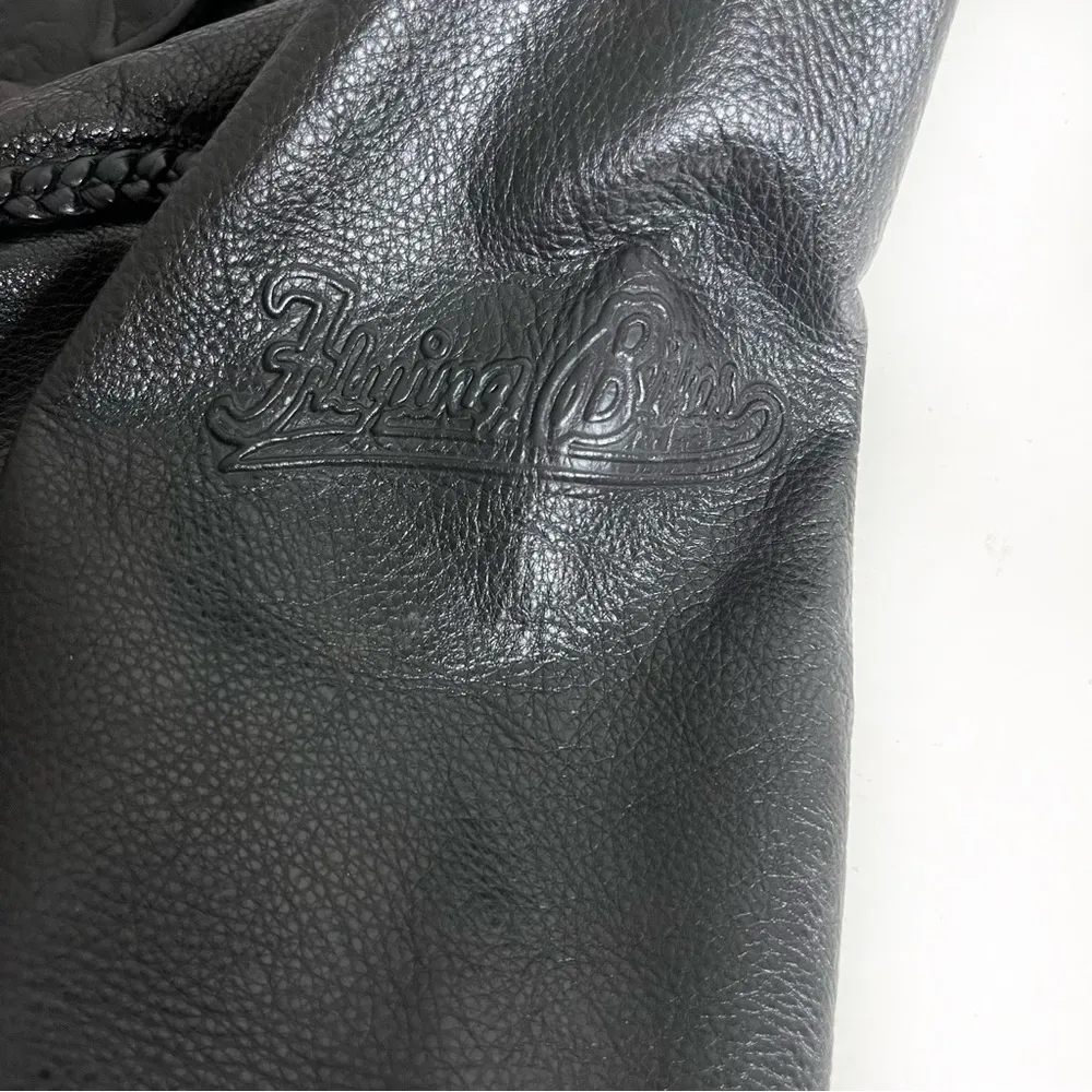 FLYING BIKES Oakwood Black Leather Moto Jacket Motorcycle Womens Size Medium - Image 13