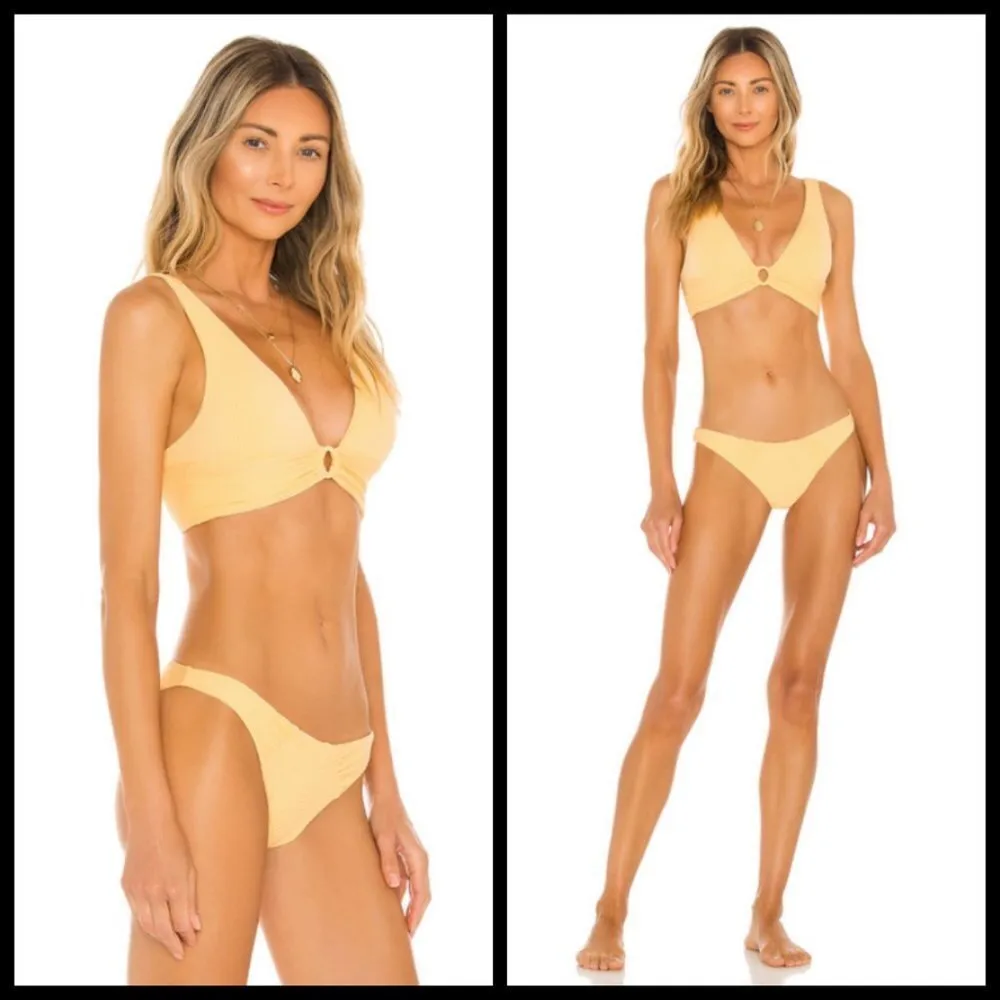 💕L*SPACE💕 Eco Chic Repreve Fisher Bikini Top ~ Ribbed Golden Hour Medium M NWT - Image 3