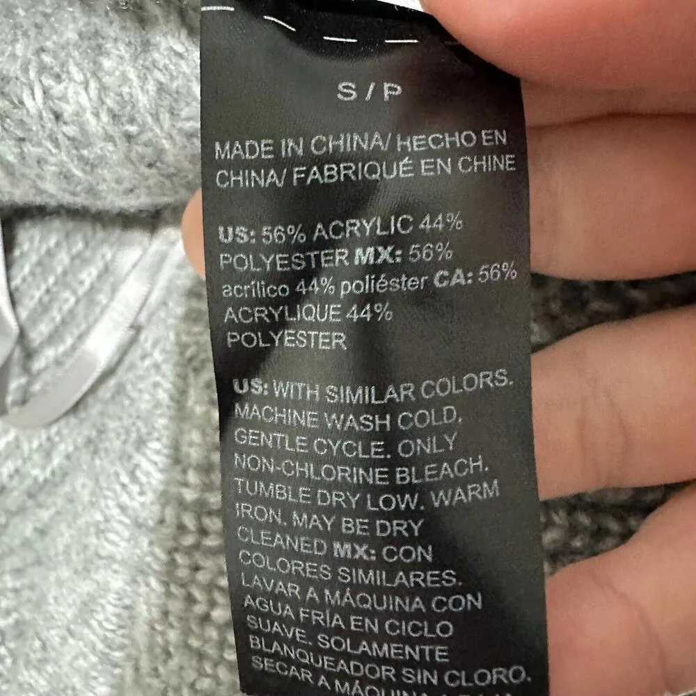 White House Black Market Grey Cropped Cardigan Sweater Sz S Ruched Shoulders - Image 9