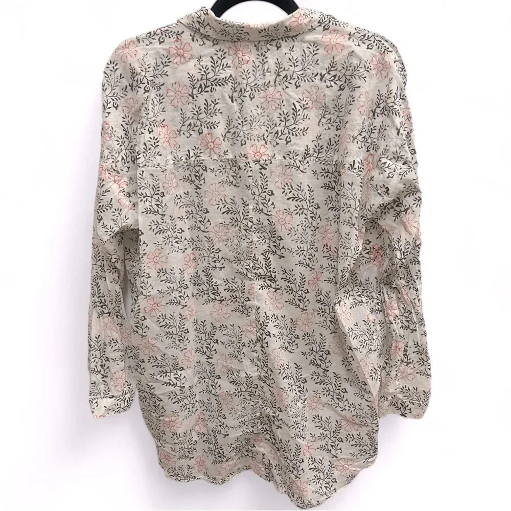 Enchanted Oversized Cotton Cream Floral Button Up Shirt size M/L - Image 4