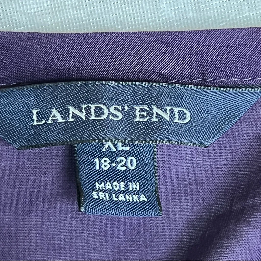 Lands' End xl 18-20 Rich Purple Garment 100% Baumwolle long sleeve belted sheer - Image 2