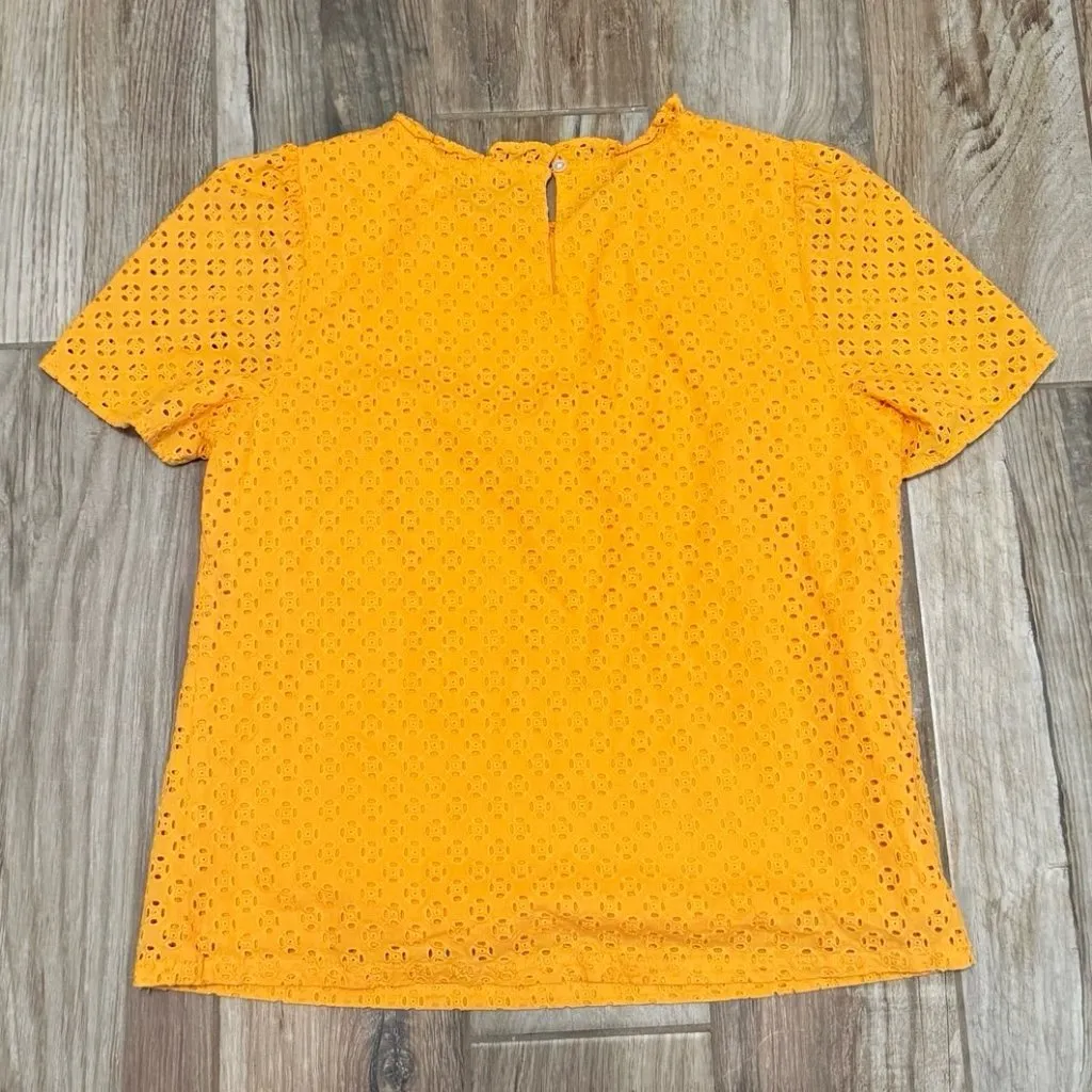 J. Crew Eyelet Puff Sleeve Top Yellow - Image 3