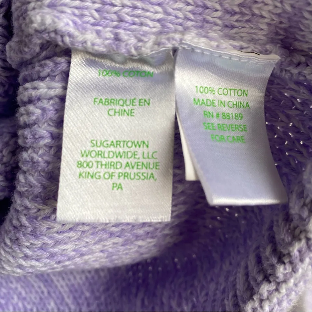 Lilly Pulitzer 100% Cotton Knit Roll Neck Slight Crop Sweater Purple Large - Image 5