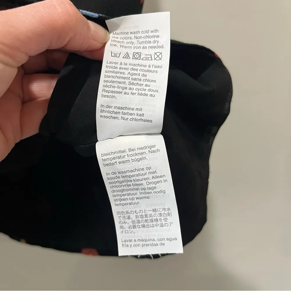 MADEWELL Button-Down Cami in Pressed Flowers Size 2 Black Spaghetti Stra… - Image 8