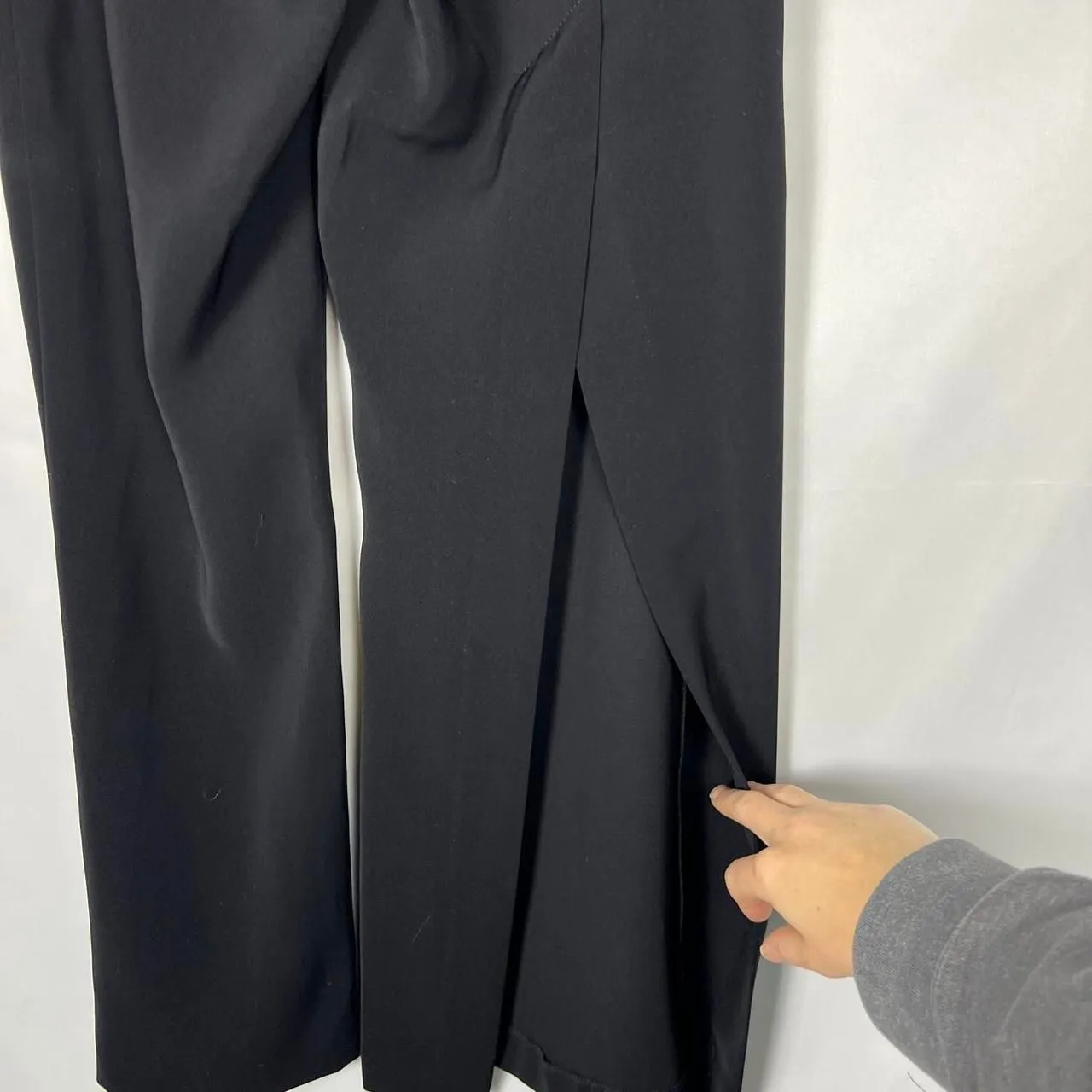 VINTAGE Y2K Cache Black Wide Leg Slit Trousers with Belt - Image 5