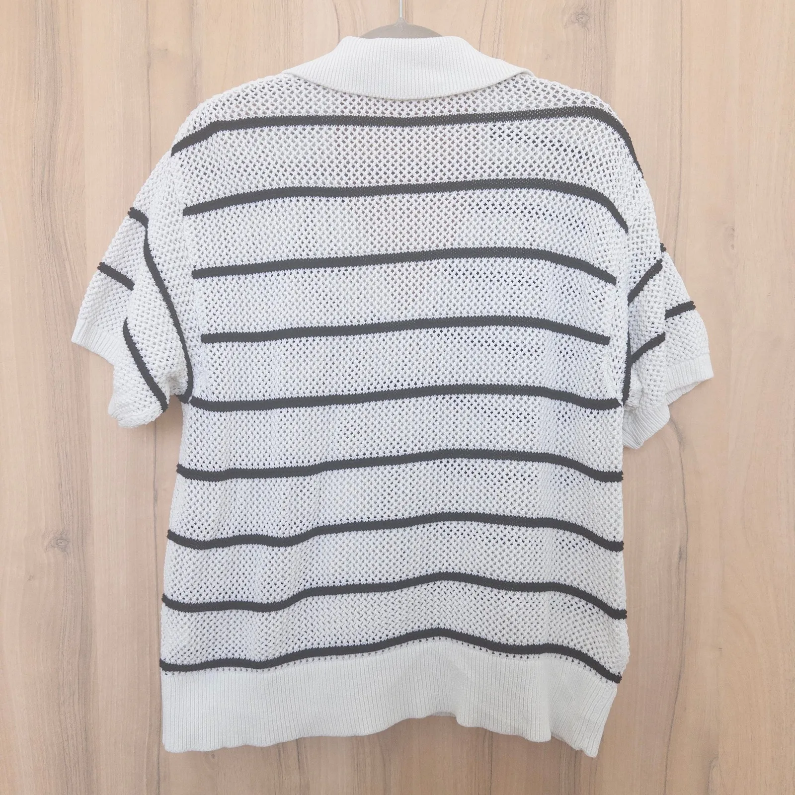 Old Navy Womens Striped Mesh Knit Polo Shirt Size XL Preppy Old Money Parisian - Image 5