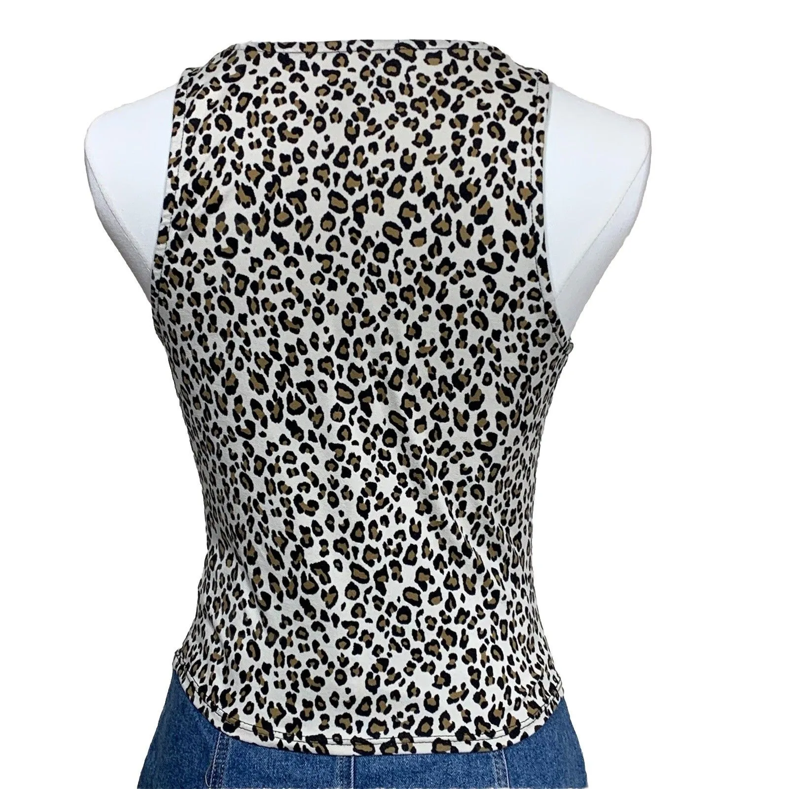 Gaze Leopard Print Sleeveless Tank Top Size XS Made In Mexico White - Image 3