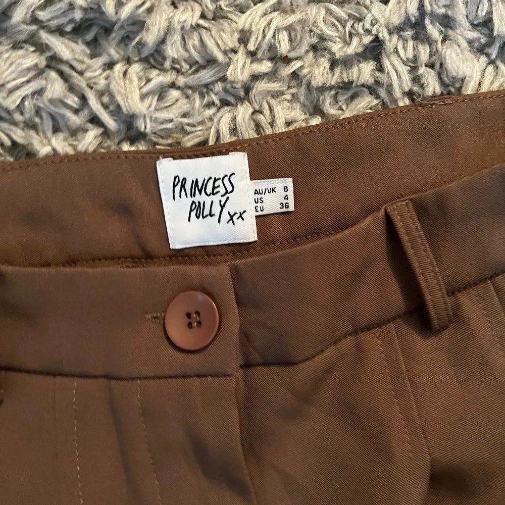 Princess Polly brown trouser archer pants size 4 - Image 2