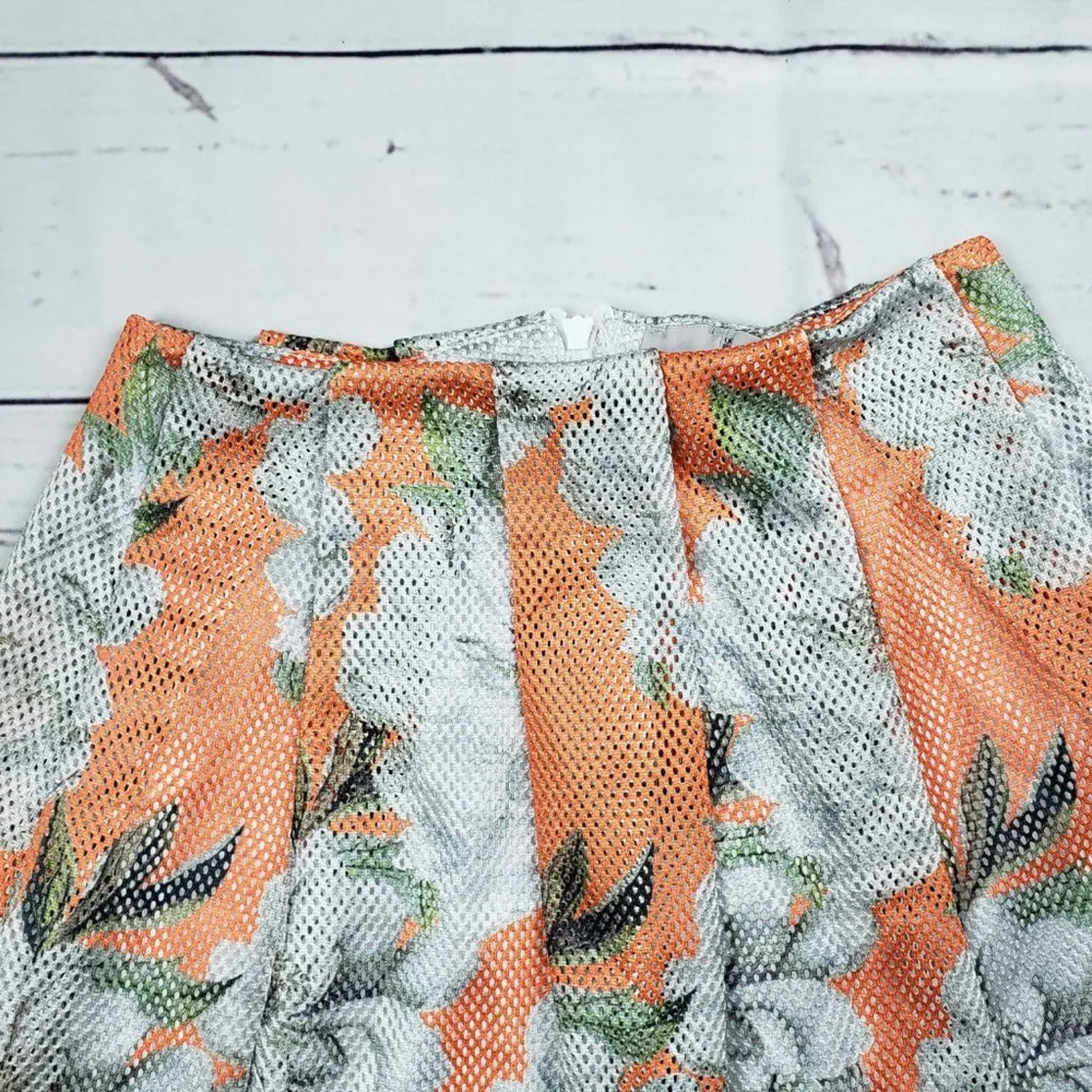 NWT ASOS Mesh Pleated A-Line Skater Floral Print Mini Skirt Women's Size 2 - Image 3