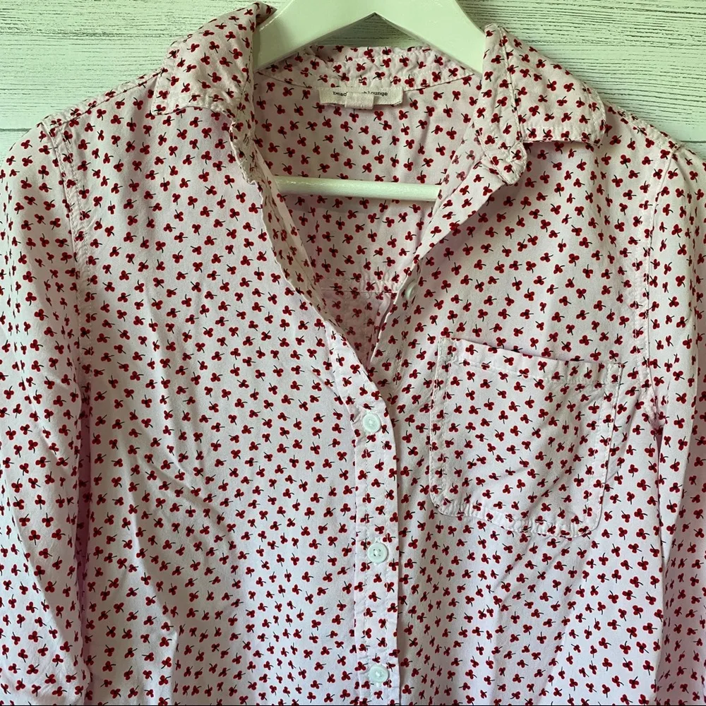 beachlunchlounge Button Down Poppy Shirt Red Sz Small - Image 2