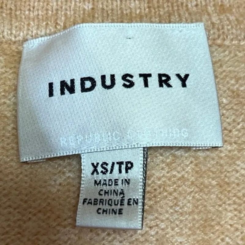 Industry Yellow Button Down Collared Chest Pocket Coatigan Sweater Top Size XS - Image 3