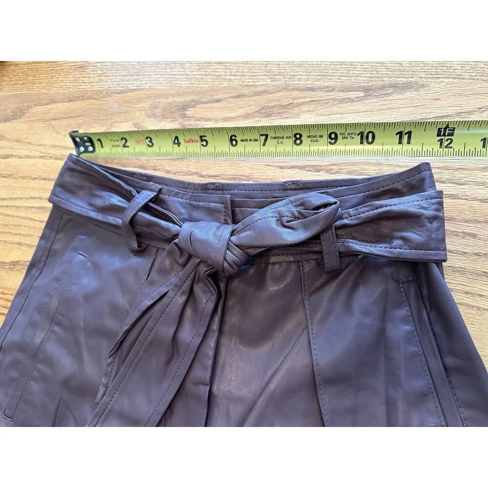 Blank NYC Womens Faux Leather Pants With Tie Belt Dark burgundy Size 25 - Image 6