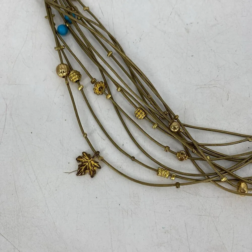 Vintage multi strand Navajo Charm Necklace Gold - Image 2