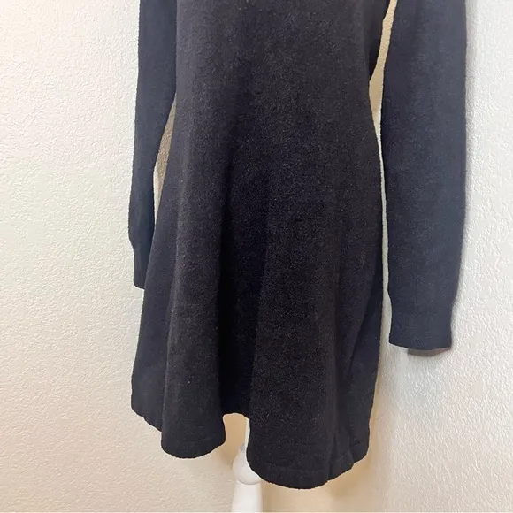 ALEXANDER WANG Black Crew Neck Fluffy A-Line Mini Sweater Dress‎ Size Small - Image 2