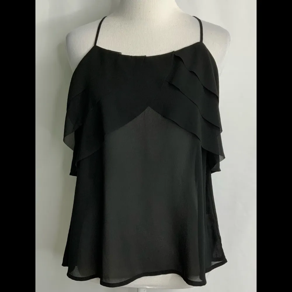 Ya Los Angeles SemiBlack Sheer Ruffle Cami Small - Image 3