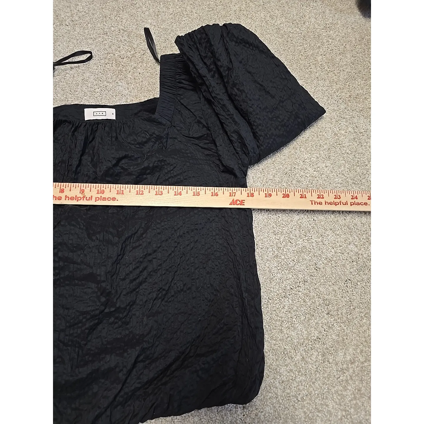 AYR The Midsummer Japanese Crinkle Cotton Top Puff Sleeve Square Neck‎ Sz M - Image 9