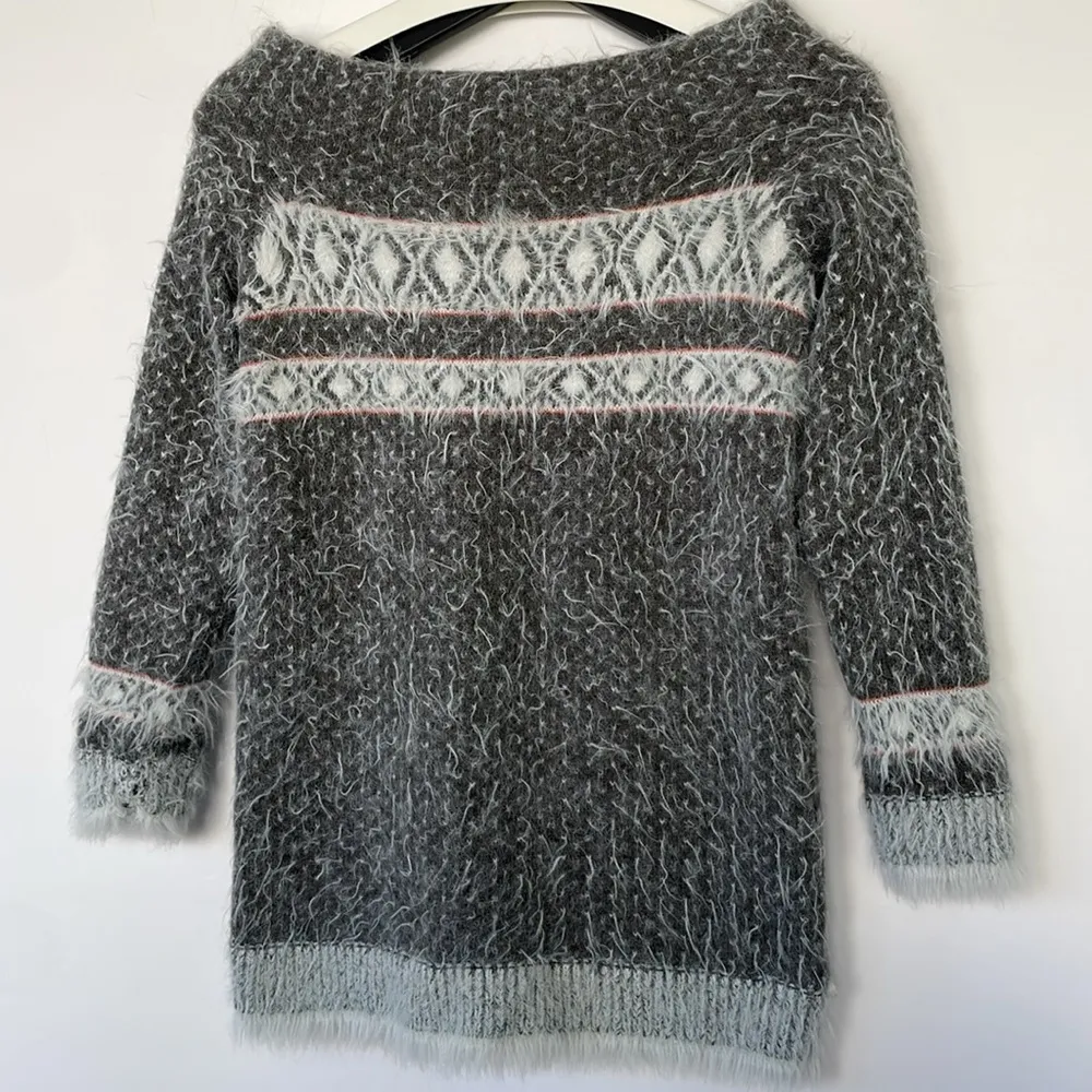Anthropologie Sleeping on Snow Off The Shoulder Gray Sweater Wool Blend XS - Image 10