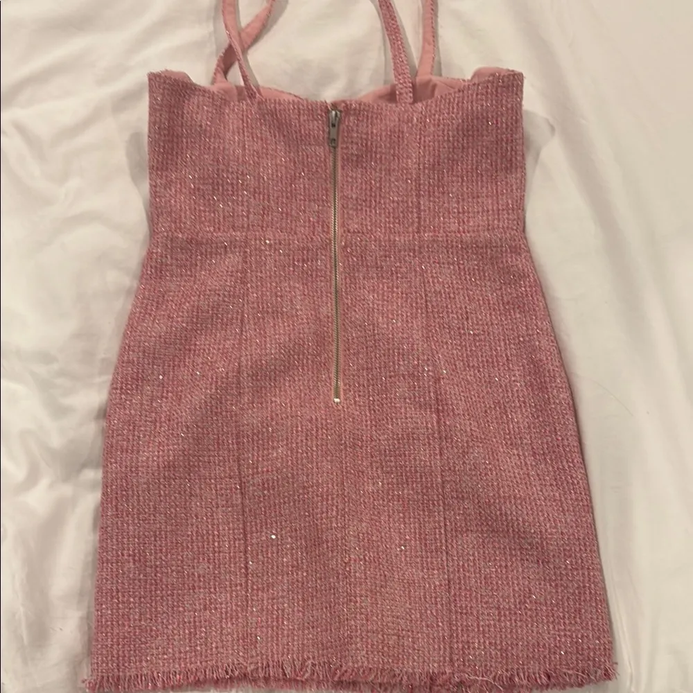Pink Lovers and Friends Tawnie Tweed Mini Dress Size S - Image 3