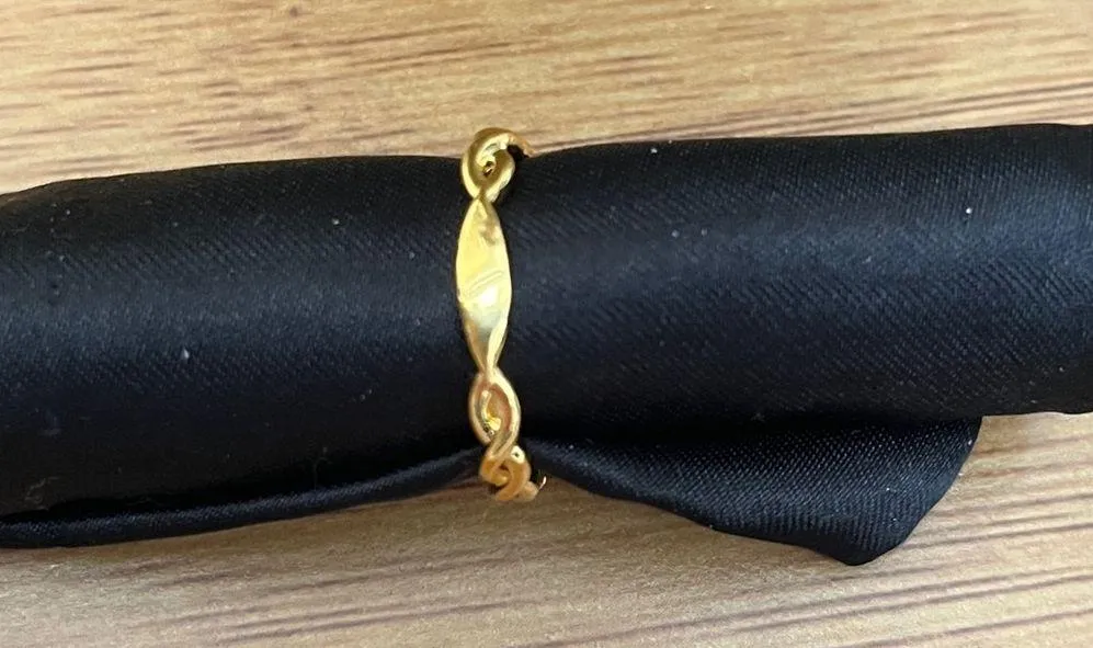 Minimalist Goldtone Braided Micro Pave Set CZ Band Size 8 - Image 4