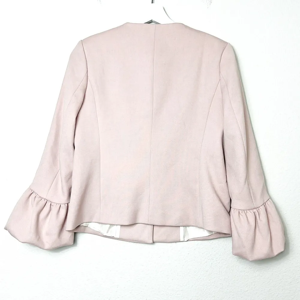 Zara Light Pink Blush Blazer Jacket Ruffle Cuff Double Button - Image 4