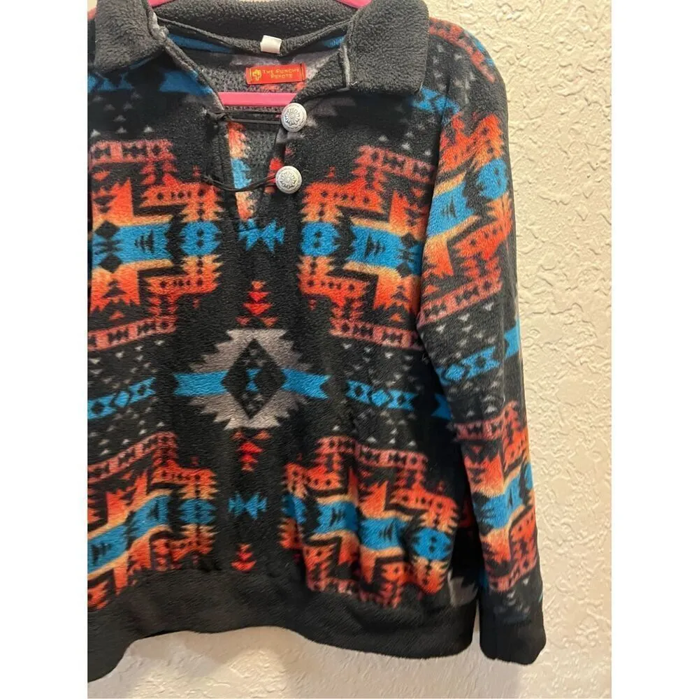 The Punchy Peyote Fleece Aztec Pullover Size Large Western Pullover - Image 3
