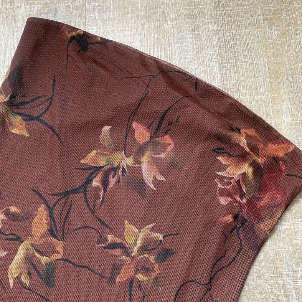 Urban Outfitters UO Samara Mesh Strapless Midi Dress XL Brown Floral Whimsigoth - Image 4