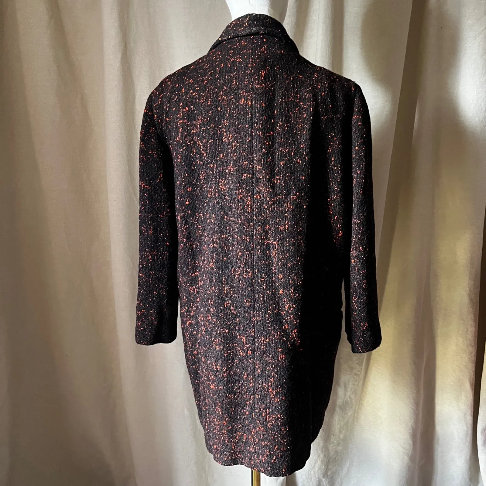 Vintage 1960s Koerner Petite Wool Coat Brown Red Speckled Tweed Mid Length Size M - Image 4